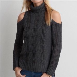 American Eagle Cold Shoulder Turtleneck Sweater
